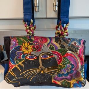 Laurel Burch Multicolor Cat Shoulder Bag
